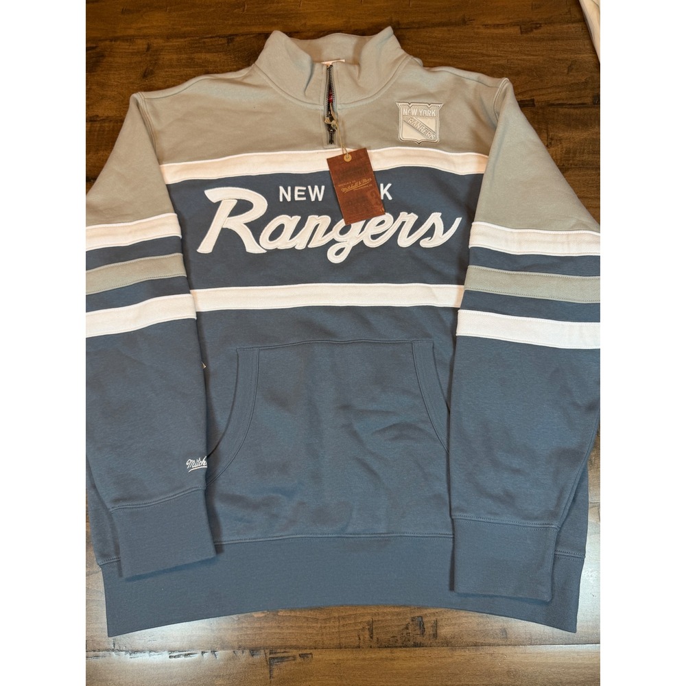 Mitchell & Ness New York Rangers Vintage Hockey Quarter Zip Sweatshirt XL NEW